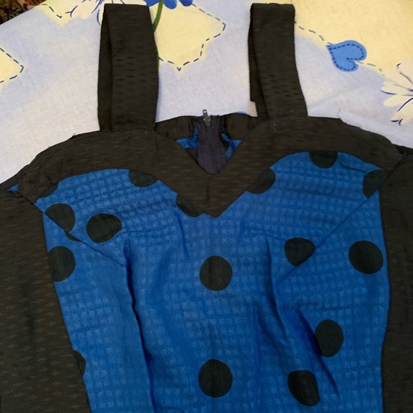 black and blue polka dot summer dress - Picture 1 of 3
